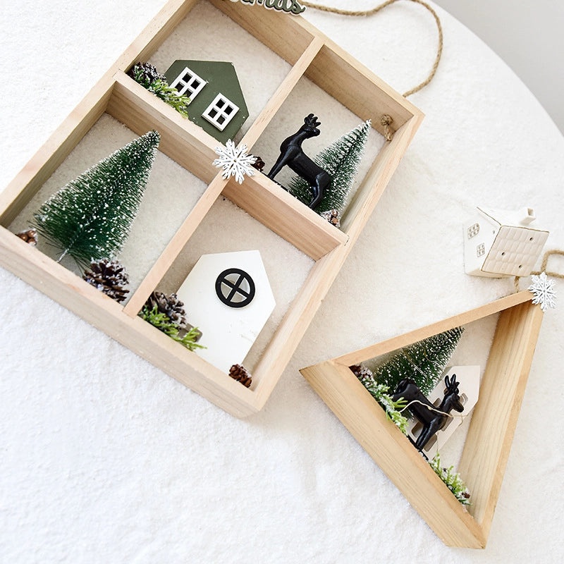 Christmas Wooden Cabin Ornament Christmas Tree Pendant Small Holiday Decoration Christmas Gift | Home Decor