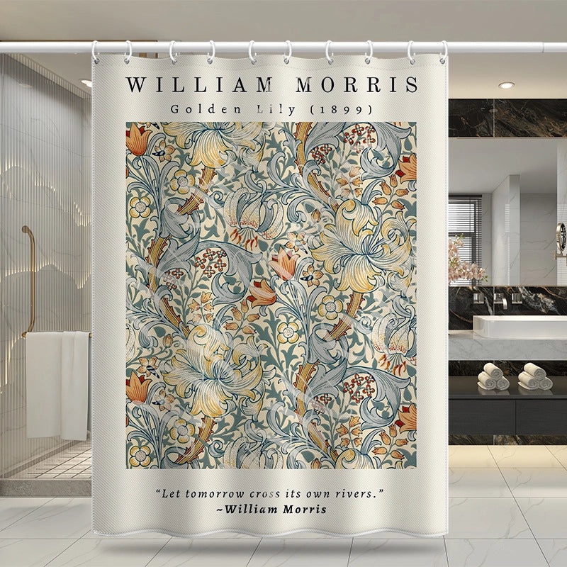 Nordic Van Gogh Inspired Shower Curtain Thickened Water-Repellent Fabric Modern Minimalist Digital Print|Home Decor & Bath Accessories