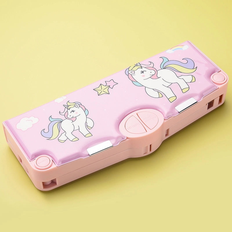 Large Capacity Double Layer Kids Pencil Box Cute Plastic Stationery Organizer for Boys Girls School Office|School Supplies