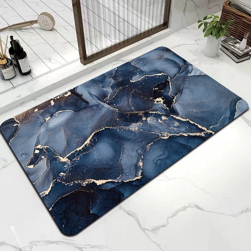 Diatom Mud Absorbent Bathroom Floor Mat Marble Design Large Non-Slip Door Mat | Home & Bath Accessories
