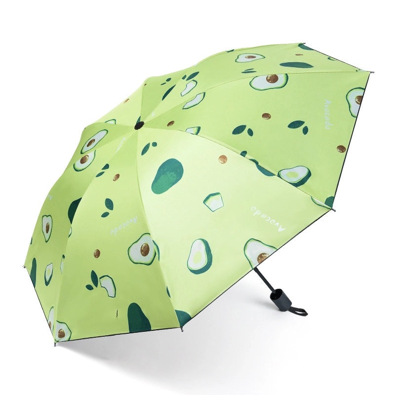 Fruit Print Folding Umbrella for Women | Sunny and Rainy Use | UV Protection and Sunshade | Lightweight and Portable | Fashion Accessories