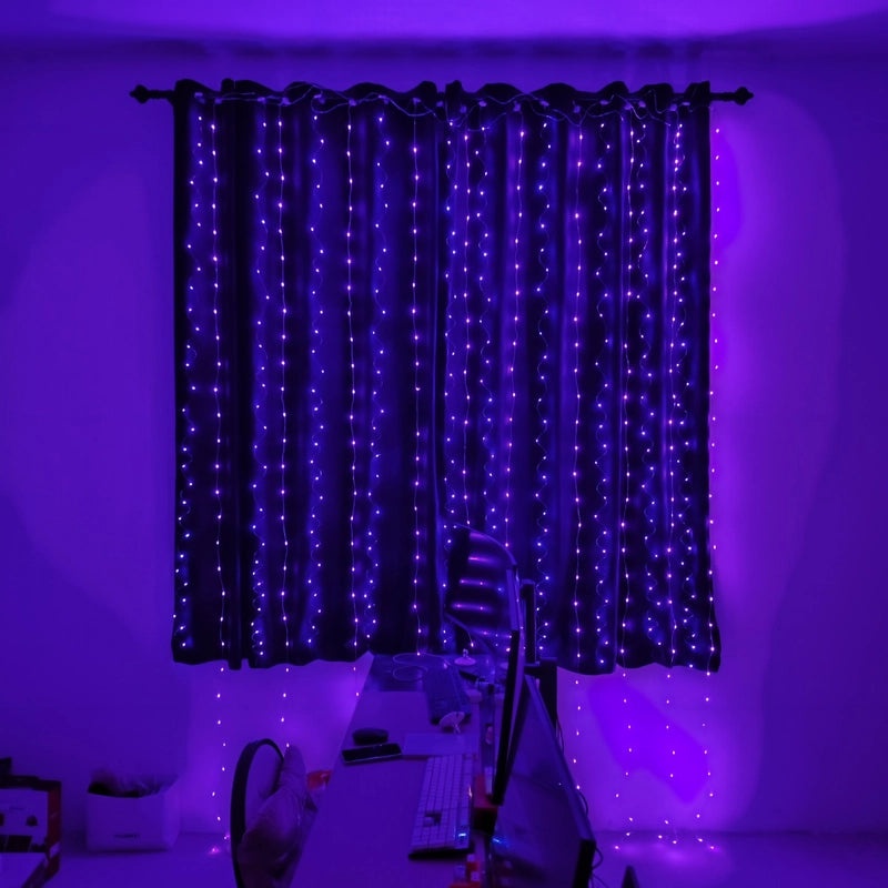 USB LED Copper Wire String Lights with Leather Cord 3x3 Curtain Lamp Remote Control Hook | Home & Garden Lighting