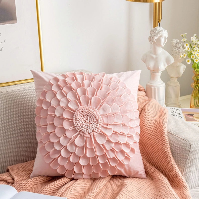 Heart-Shaped Solid Color Flower Pillow Covers for Couch and Sofa Decor | Home Decor & Cushion Covers