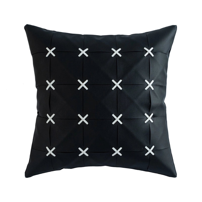 Geometric Pattern Solid Color PU Leather Pillow Covers for Couch Sofa Decor|Home Decor & Cushion Covers