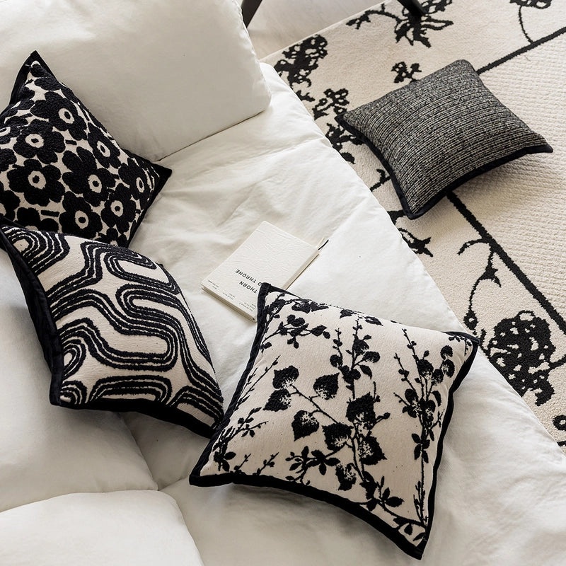 Black Sofa Pillow Cover Nordic Modern Simple Decorative Cushion for Living Room Bedside Backrest|Home Decor Pillowcases