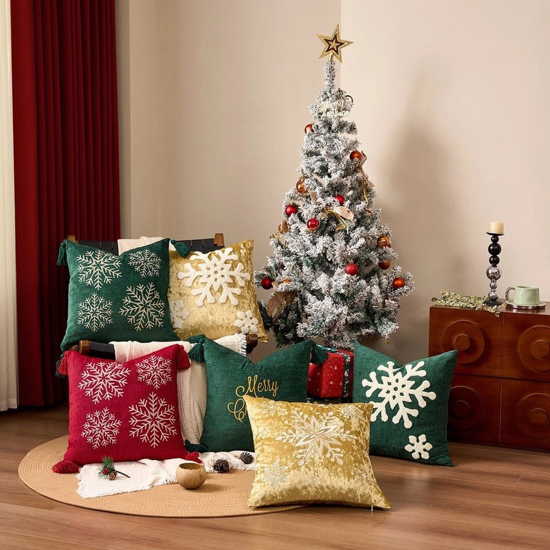 Minimalist Snowflake Letter Cotton Pillow Covers for Couch and Sofa | Home Decor Cushions