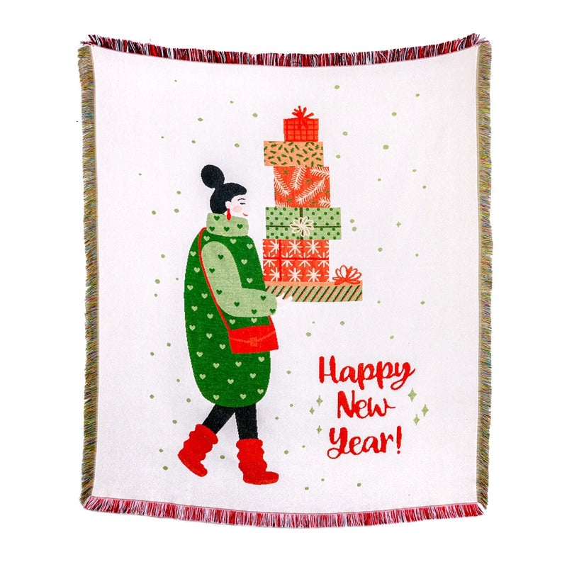 Cozy Elk Pattern Cotton Polyester Blanket for Couch and Sofa Decor | Home Decor & Textiles