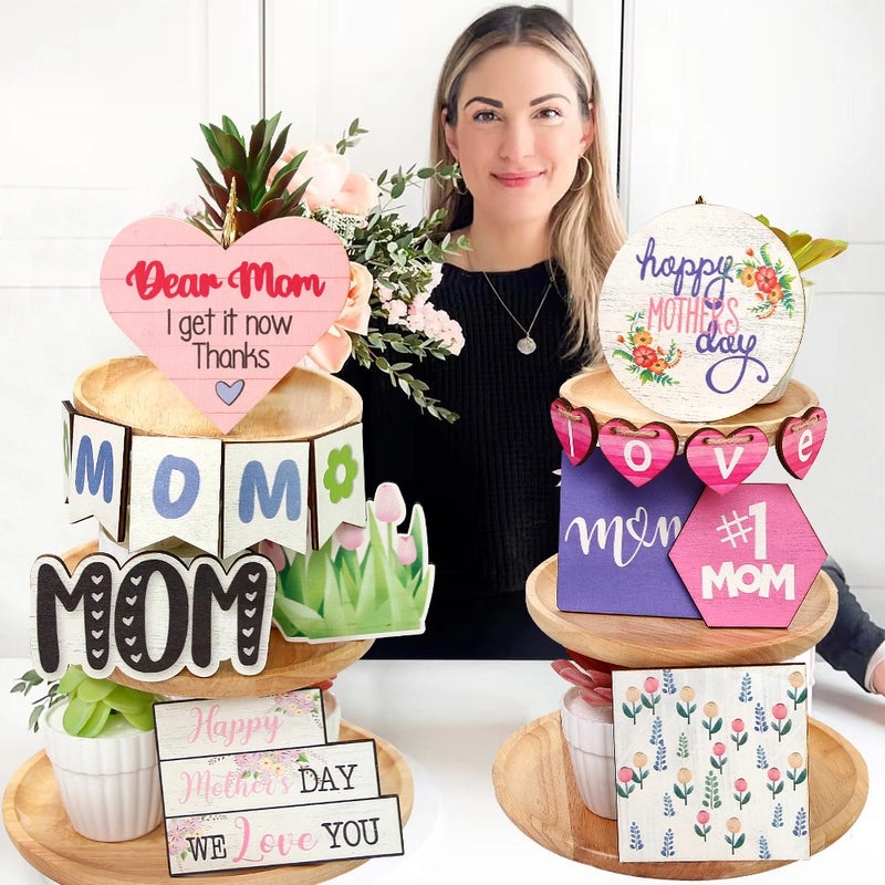 Mother's Day Heart Letter Wooden Family Gathering Festival Ornaments Party Decorations 1 Set|Home Decor & Party Supplies