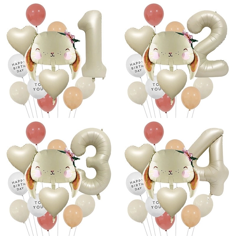 2 Pieces Birthday Rabbit Number Balloons Aluminum Foil Cute Party Decorations|Party Supplies Balloons