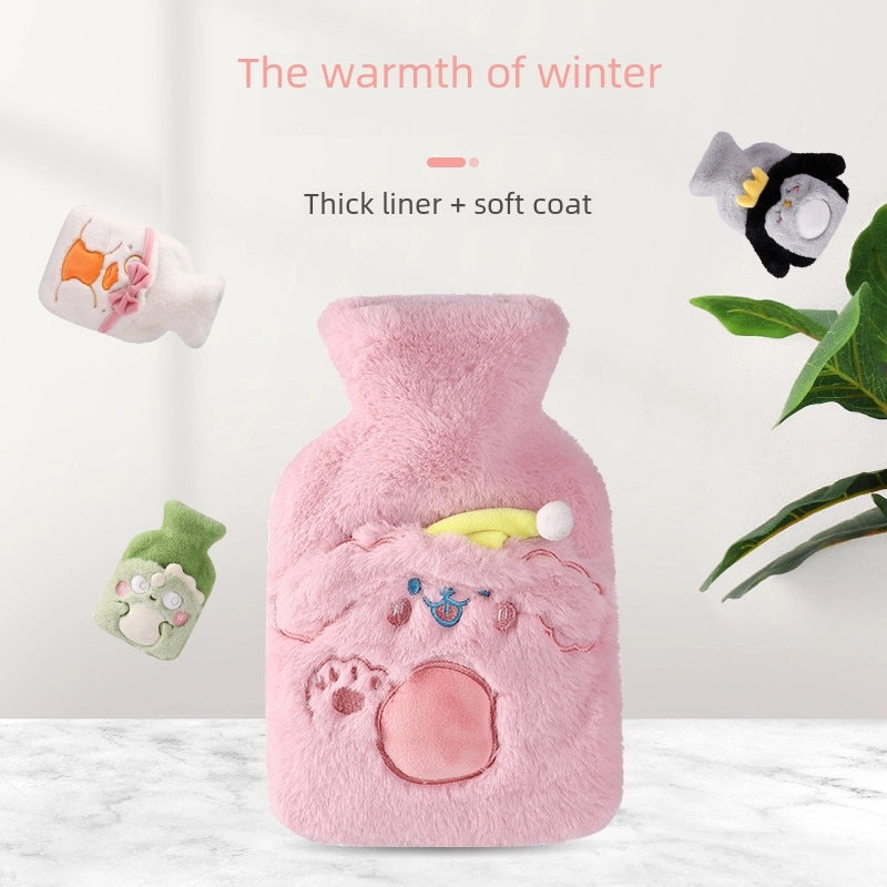 Cute Medium Plush Hot Water Bag with Velvet Cover Removable Washable Leak-Proof Hand Warmer|Home & Living Accessories
