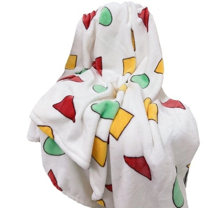 Cozy Cartoon Crayon Plush Flannel Blanket for Autumn Winter | Home & Living Bedding