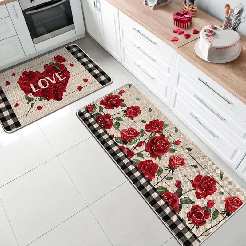 Valentine's Day Casual Elegant Heart-Shaped Striped Polyester Bath Rug|Home Decor Bath Rugs