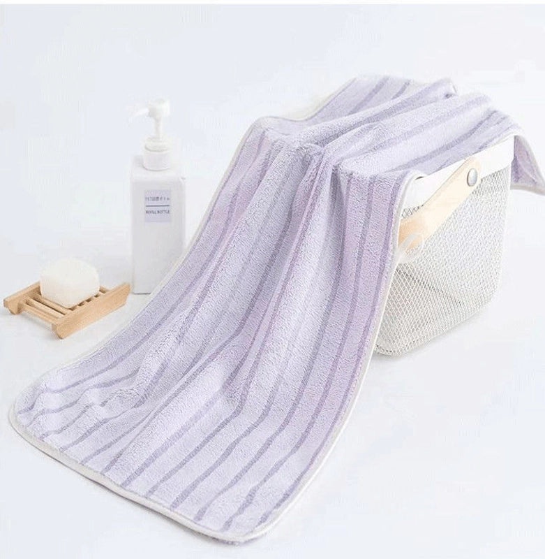 Coral Velvet Thick Absorbent Striped Face Towel Set | Home & Bath Towels