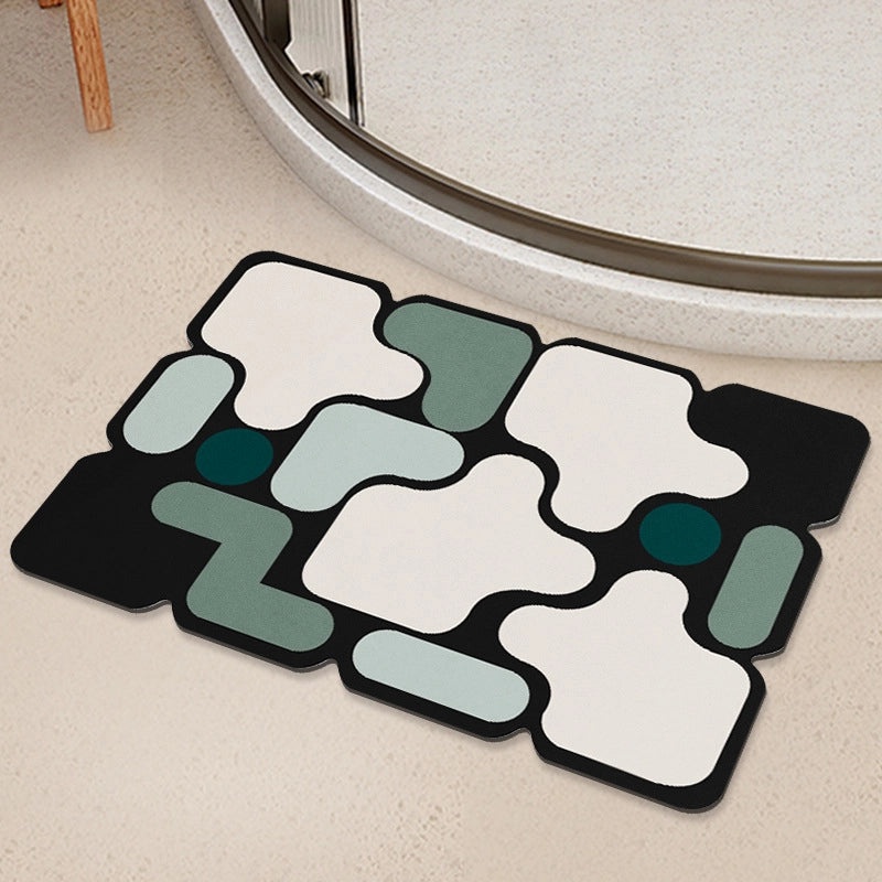 Geometric Diatom Mud Absorbent Bath Mat Non-Slip Soft Bathroom Rug|Bath Accessories