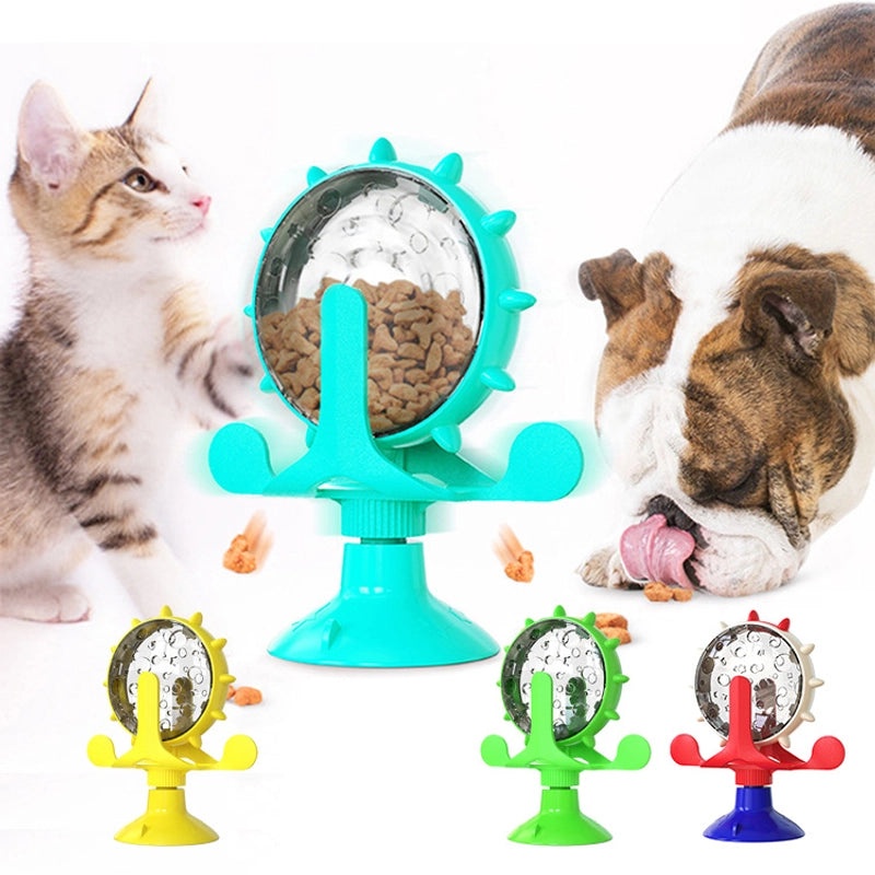 Pet Slow Feeder Toy for Puppies and Cats Windmill Design Food Dispensing Turntable|Pet Supplies