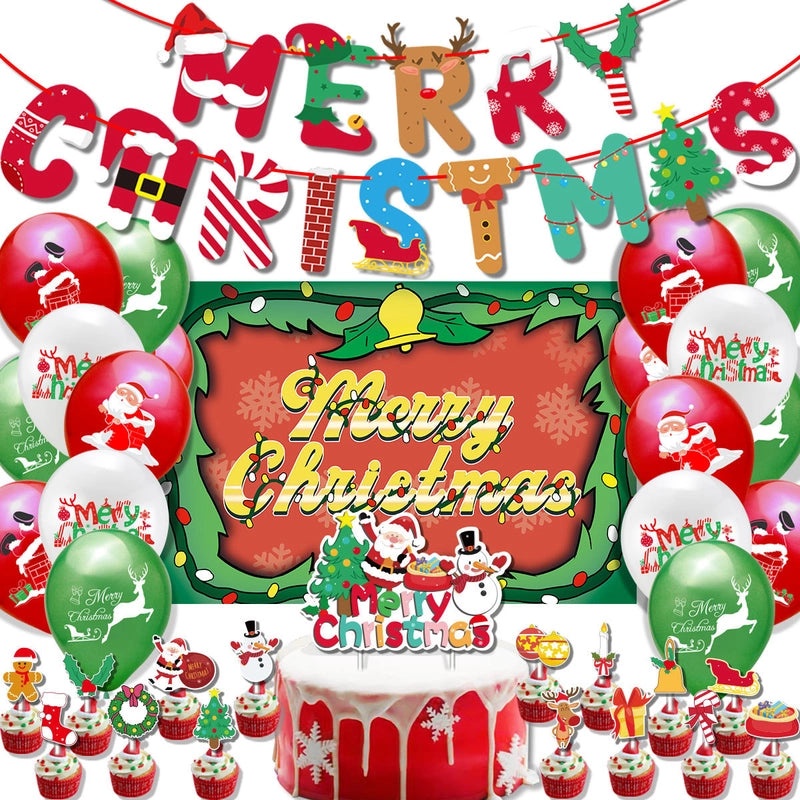 Cute Santa Claus Christmas Letter Emulsion Balloons for Holiday Party Decor|Holiday Party Decorations