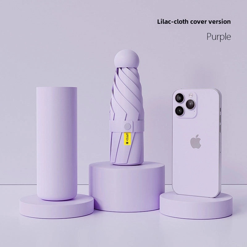 60% Foldable Sun Umbrella Women’s UV Protection Compact Portable Sunscreen Rainproof Dual-Use Mini Card Pocket|Umbrellas & Sun Protection