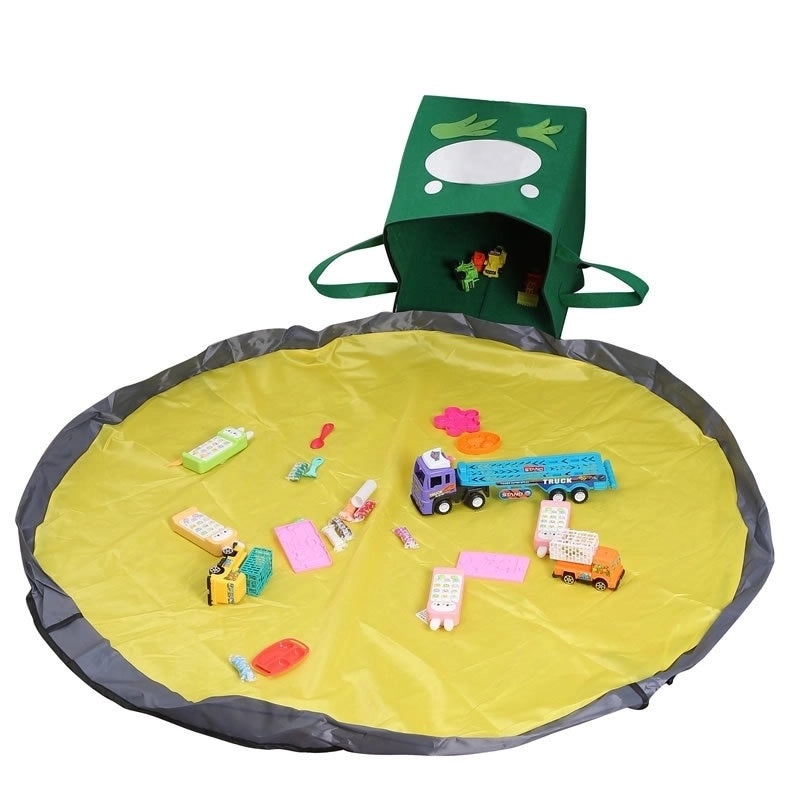 Square Fabric Storage Basket with Lid and Zipper Foldable Kids Waterproof Play Mat Organizer|Home Storage & Organization