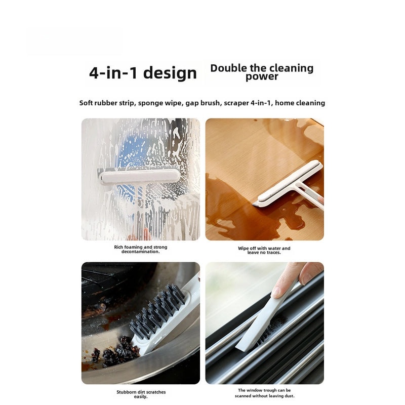 FaSoLa Multifunctional Window Cleaning Tool 4-in-1 Glass Scraper Brush Wiper | Home Cleaning Supplies