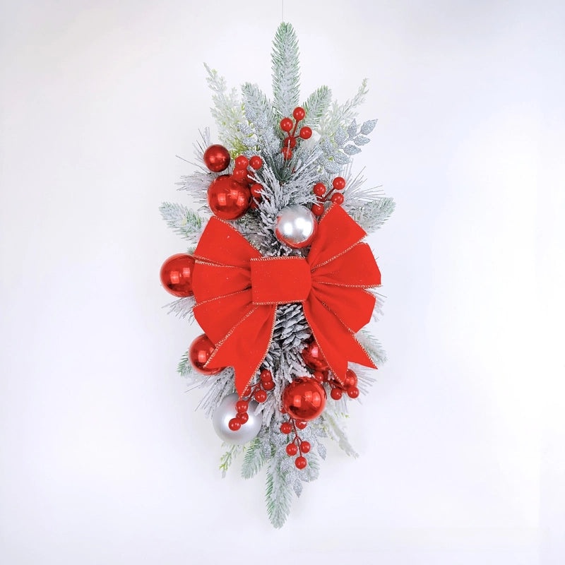 Christmas Flocked Staircase Wreath Nordic Indoor Home Decor Holiday Scene Layout|Christmas Decorations
