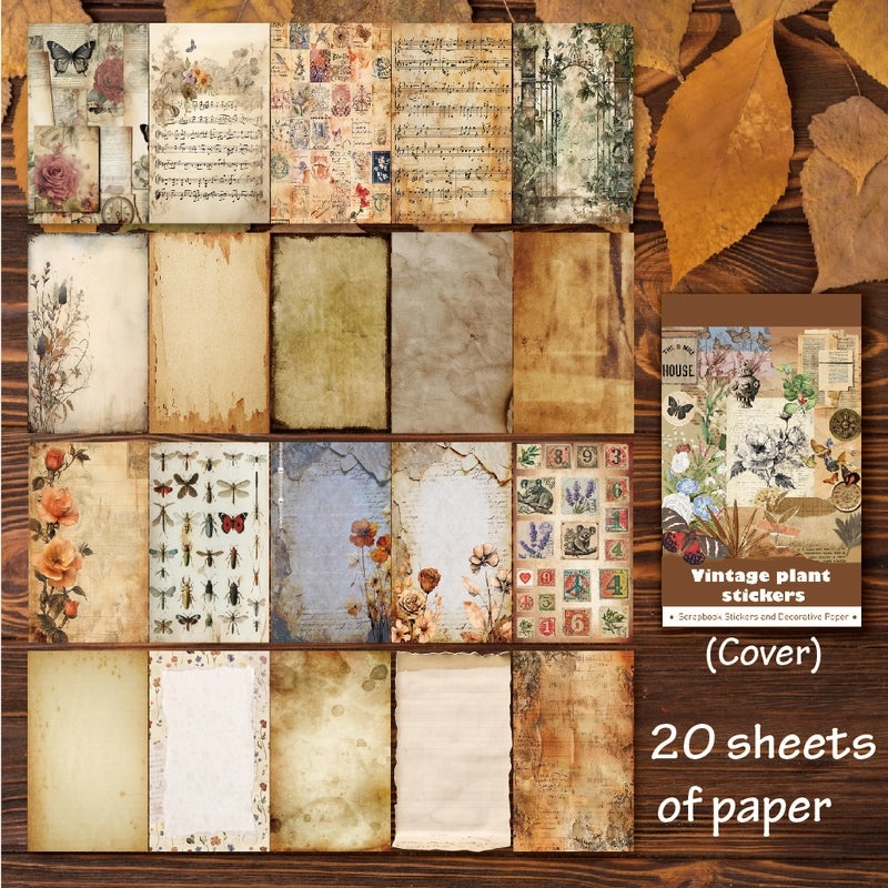 Vintage Style Plant and Flower PVC Stickers Set of 2 Self-Adhesive Decorative Decals|Home Decor Stickers