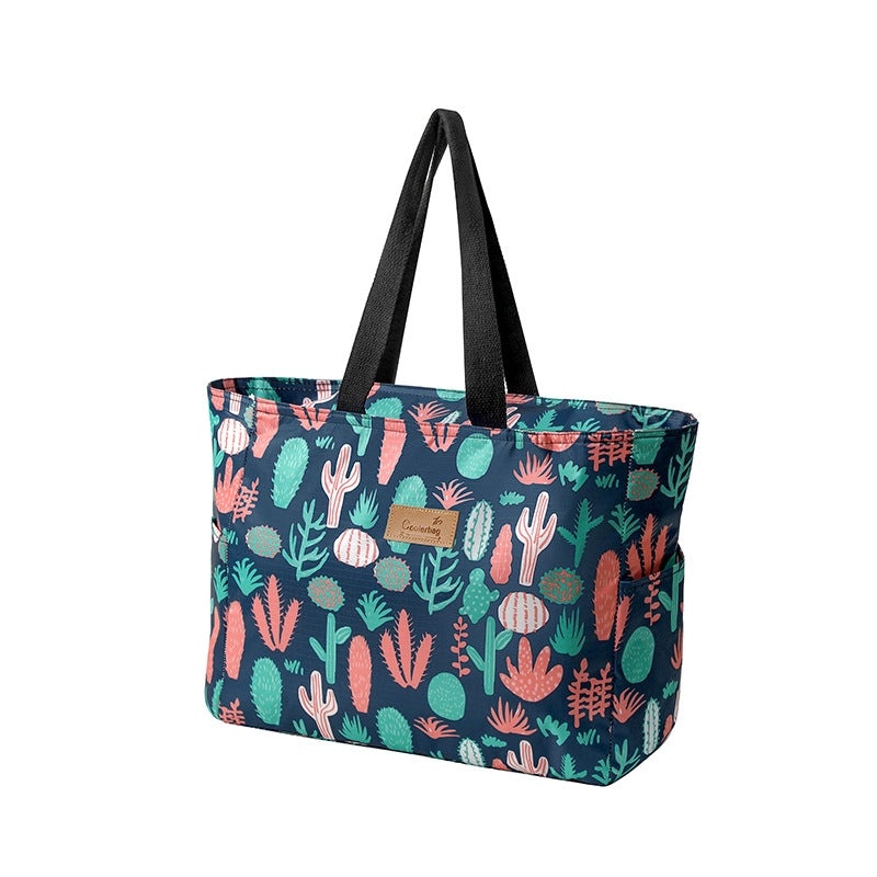 Minimalist Leaves and Hot Air Balloon Pattern Watermelon Oxford Cloth Tote Bag|Bags & Accessories