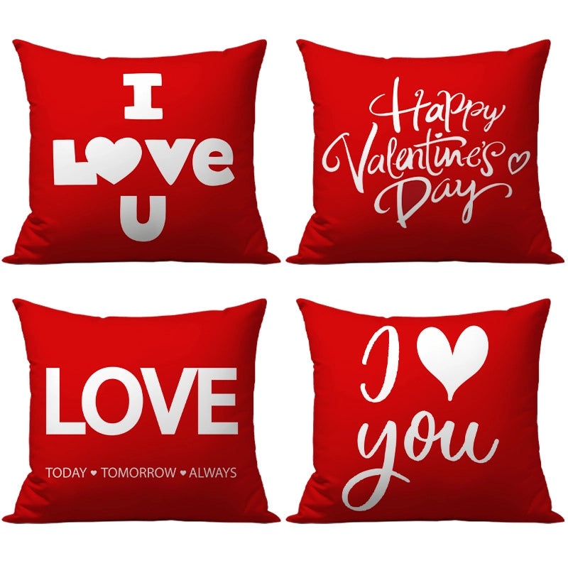 Valentine's Day Minimalist Letter Plush Throw Pillow Cover for Couch and Sofa Decor | Home Decor & Pillows