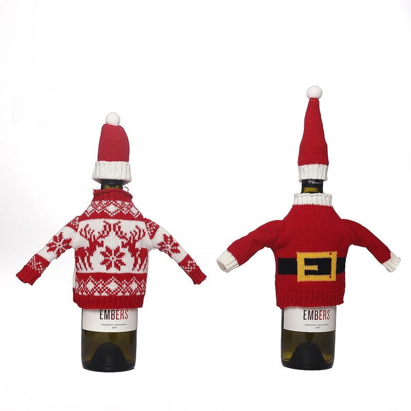 Acrylic Wool Knitted Christmas Wine Bottle Set for Restaurant Decor|Home Decor and Holiday Decorations