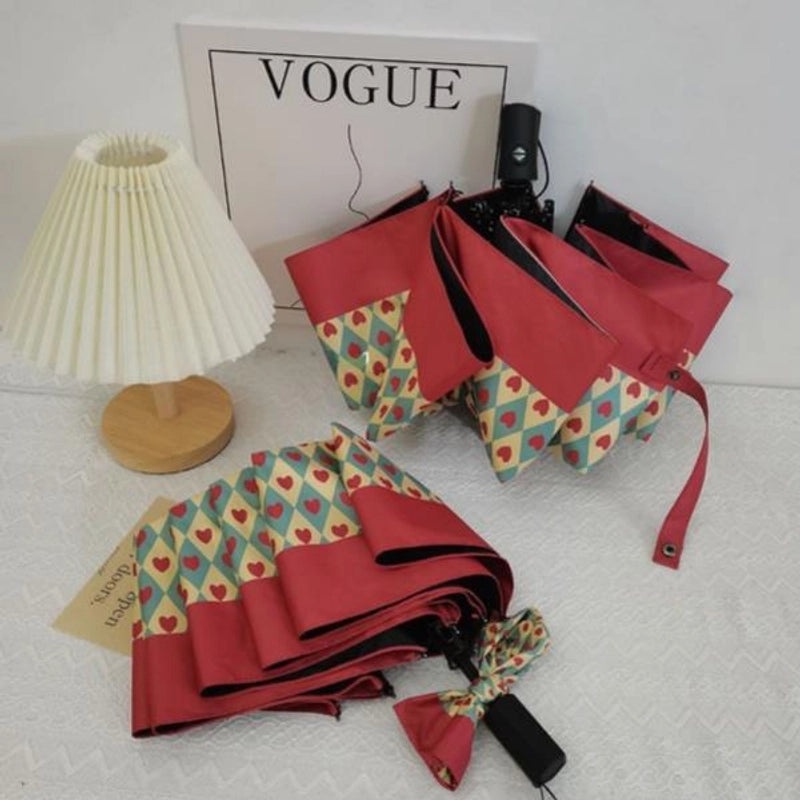 Vintage Heart-Shaped Steel Frame Umbrella for Rain Protection|Accessories and Rain Gear