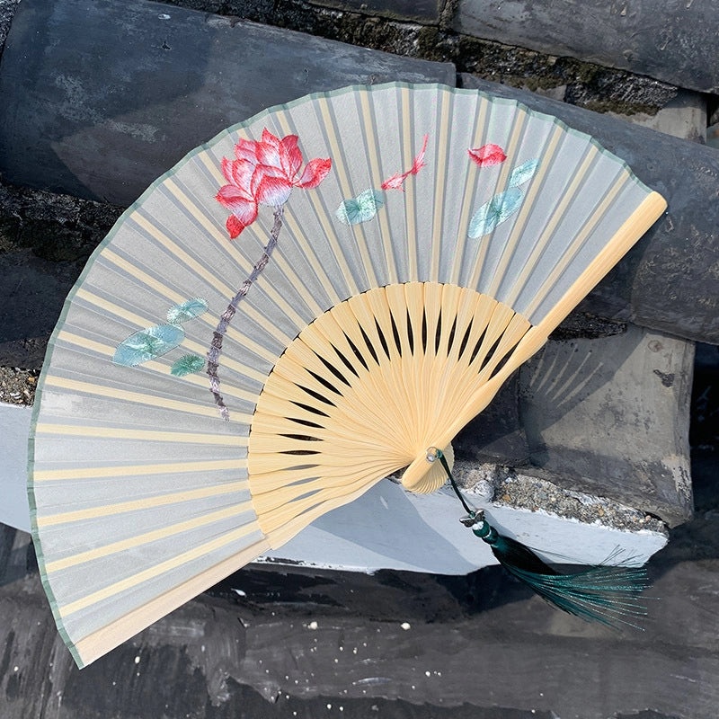 Suzhou Embroidery Double-sided Folding Fan Traditional Chinese Style Women’s Hand Fan|Accessories & Jewelry