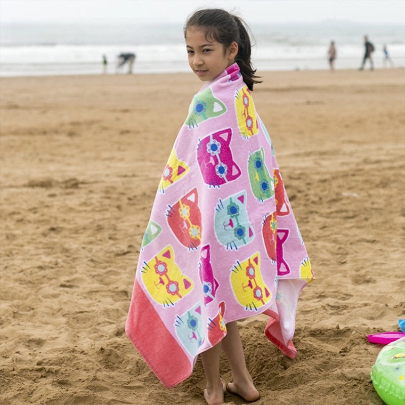 Cartoon Printed Thickened Pure Cotton Large Bath Towel for Adults and Kids | Bath Towels & Beach Towels