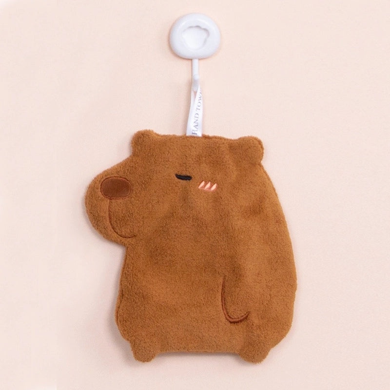 Cute Capybara Hanging Hand Towel Absorbent Kitchen & Bathroom Cartoon Rag | Home & Kitchen Textiles