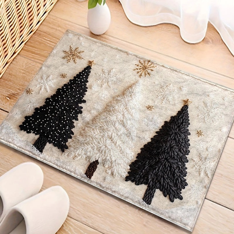 Festive Santa & Reindeer Cashmere-Feel Carpet Bedding for Christmas Vacation|Home Decor Bedding