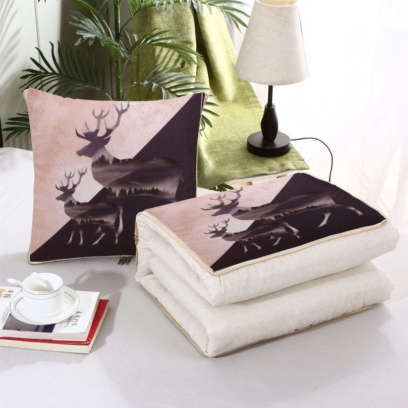 Custom Logo Pillow Quilt Dual-use Car Cushion & Sleeping Blanket Four-season Thin Blanket Gift Printing|汽车配件