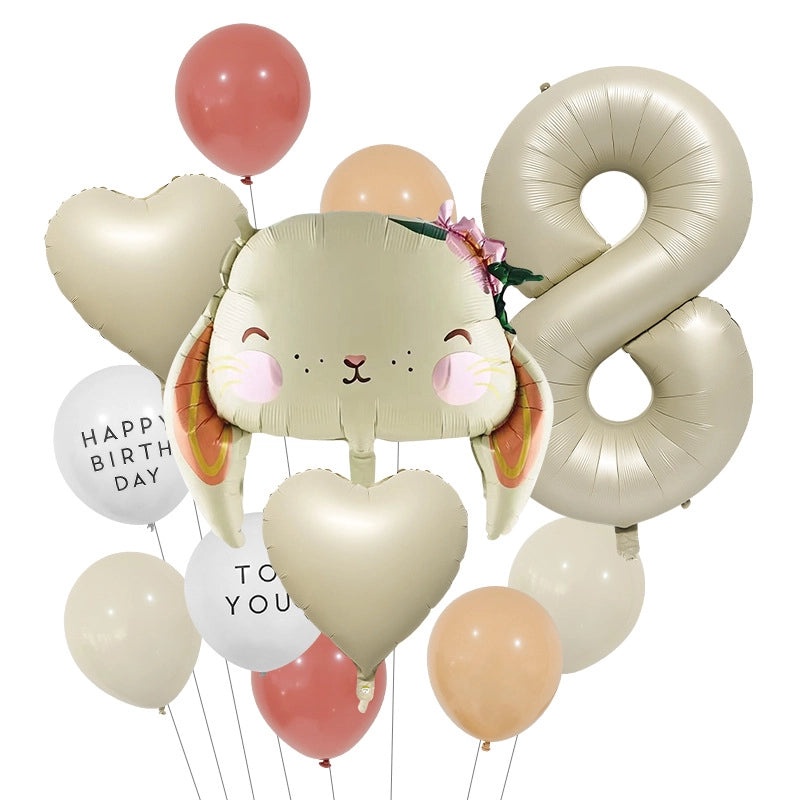 2 Pieces Birthday Rabbit Number Balloons Aluminum Foil Cute Party Decorations|Party Supplies Balloons