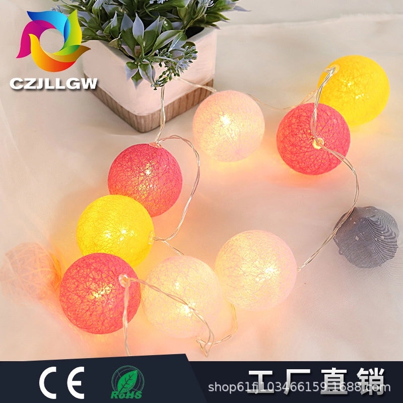 Cotton Ball LED String Lights for Kids Room Tent Party Wedding Decoration Creative Ambient Lighting|Home Decor Lighting