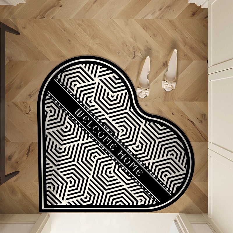 Pastoral Heart-Shaped Polyester Bath Mat - Casual Elegant Design for Bathroom Decor|Home & Living Bath Rugs