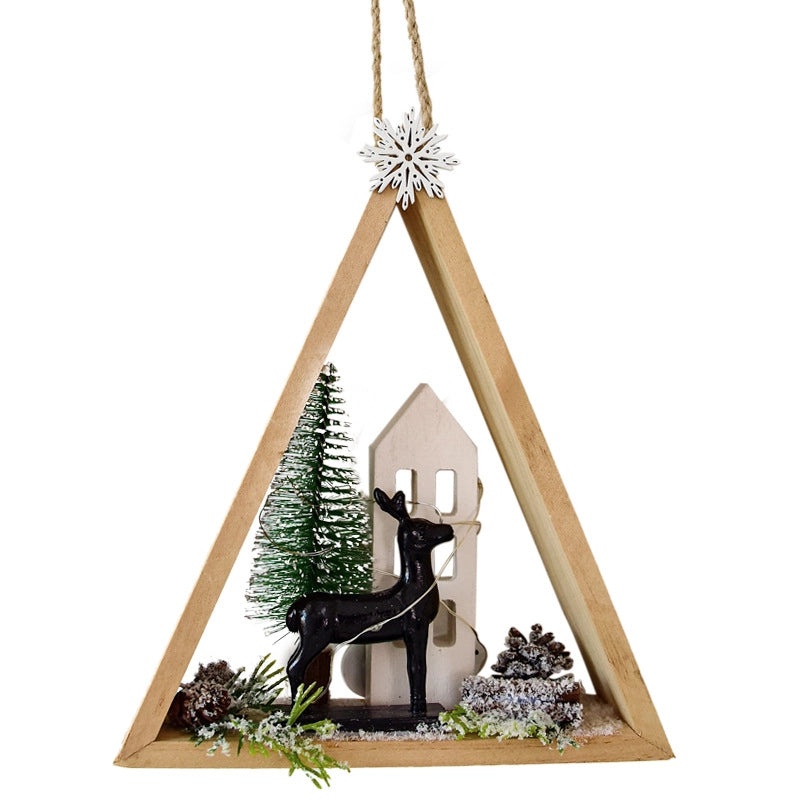 Christmas Wooden Cabin Ornament Christmas Tree Pendant Small Holiday Decoration Christmas Gift | Home Decor