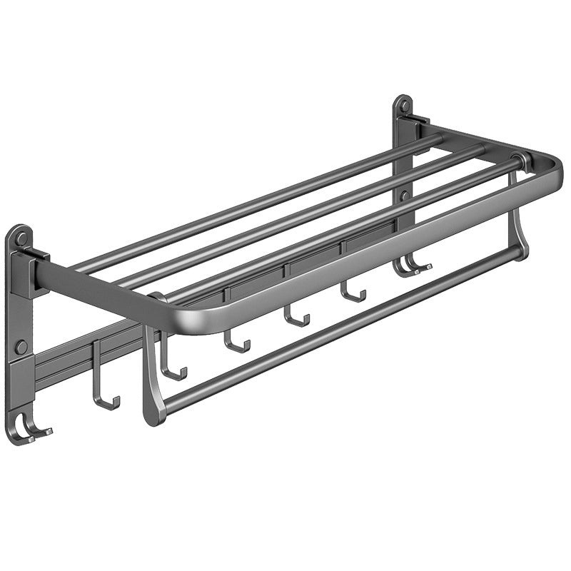 Gun Grey Wall-mounted Aluminum Towel Rack Non-drill Toilet Bathroom Hanging Storage Rod|Bathroom Storage & Organization