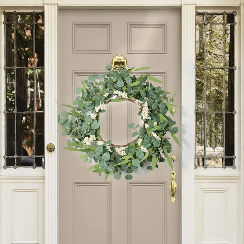 Artificial Eucalyptus Wreath 55cm Round Leaves with Berries for Front Door Decoration|Home Decor & Artificial Flowers