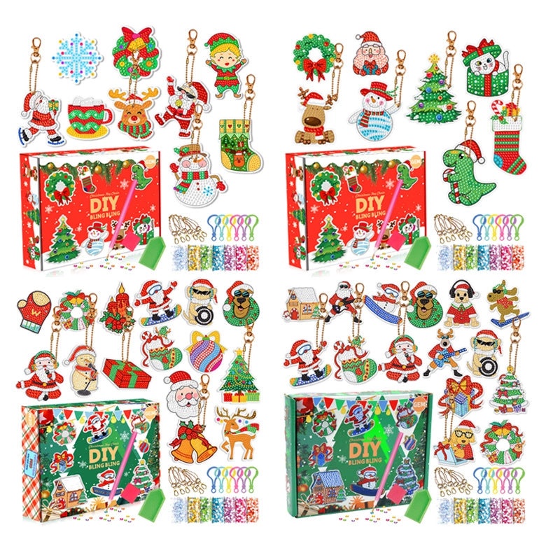 Christmas DIY Diamond Painting Keychain Pendant Handmade Rhinestone Blind Box Gift | Jewelry & Accessories