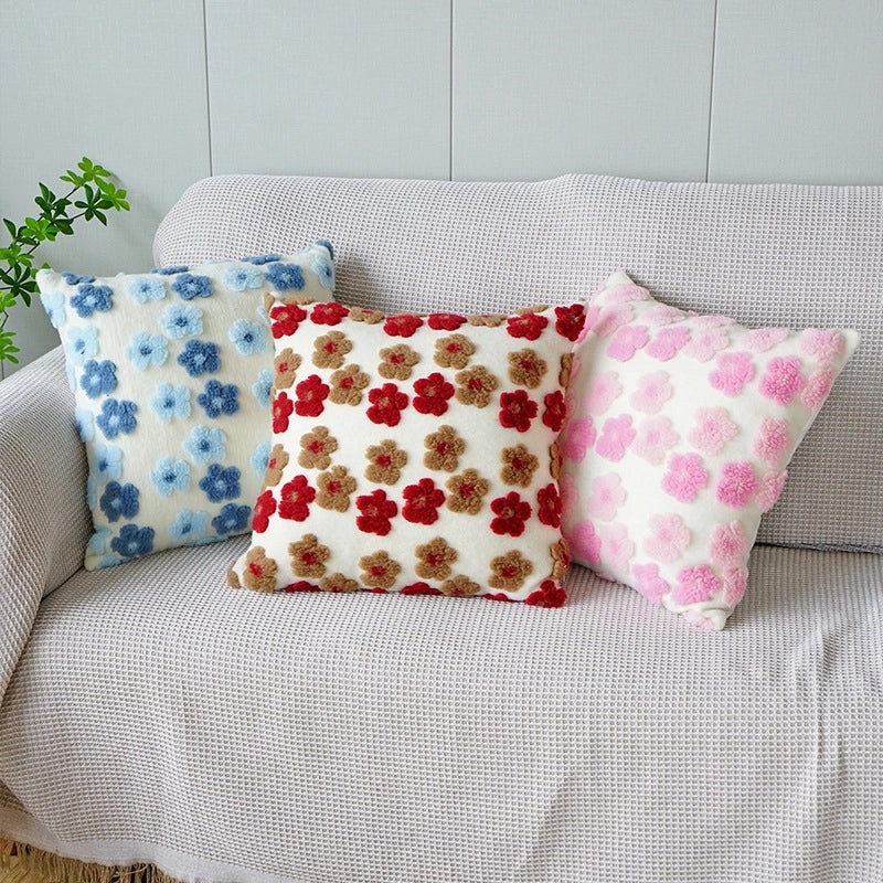 IG Style Floral Plush Pillow Cover Soft Cushion Case Bedding Accessories|Home Decor & Bedding