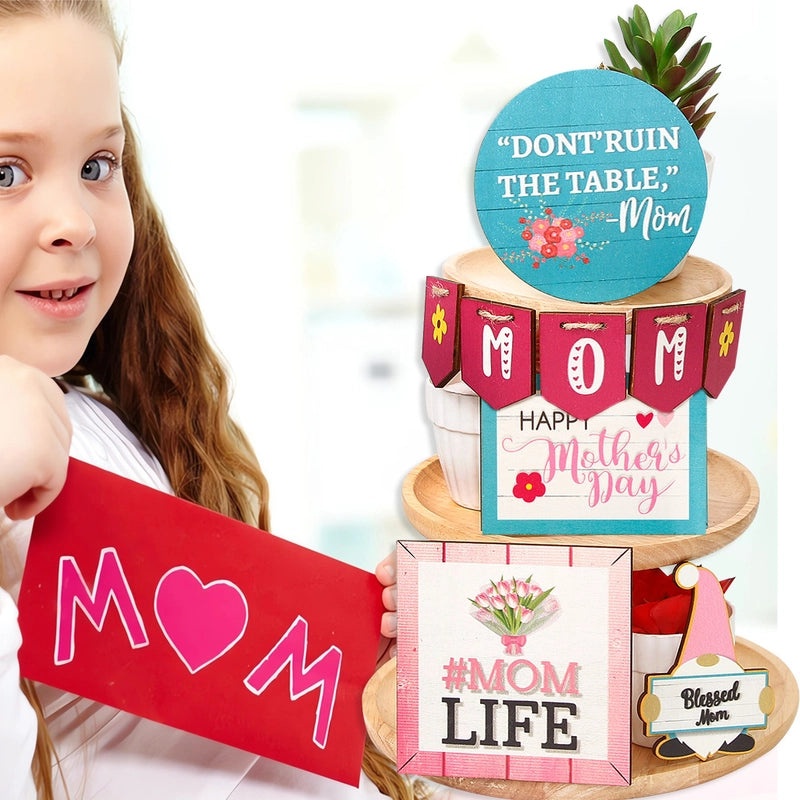 Mother's Day Heart Letter Wooden Family Gathering Festival Ornaments Party Decorations 1 Set|Home Decor & Party Supplies