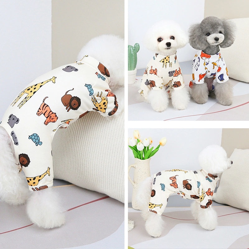 Spring Summer Pet Apparel Cute Printed Tiger Four-Legged Dog Cat Home Clothes Small Medium Puppy Wear|宠物服装
