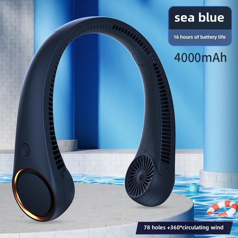 Portable USB Neck Fan, Mute Bladeless Turbine, Long Battery Life, Outdoor Cooling | Personal Cooling Fans