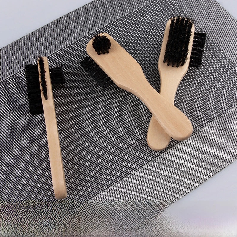 Wooden Handle Shoe Brush with Beech Wood and Horsehair for Leather and Suede Polishing | Shoe Care & Cleaning Tools