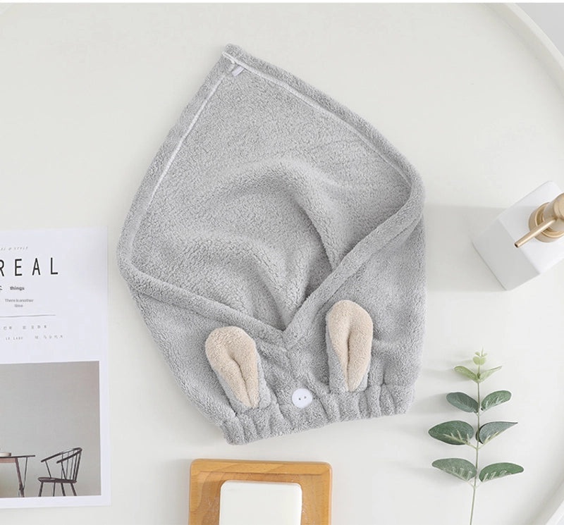 Coral Velvet Bamboo Charcoal Antibacterial Double-layer Hair Drying Towel Cap for Women | Hair Care Accessories