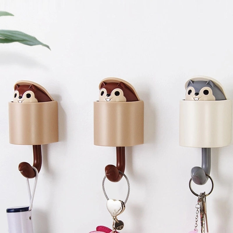 Minimalist Squirrel-Shaped ABS Wall Hooks | Home Organization & Storage