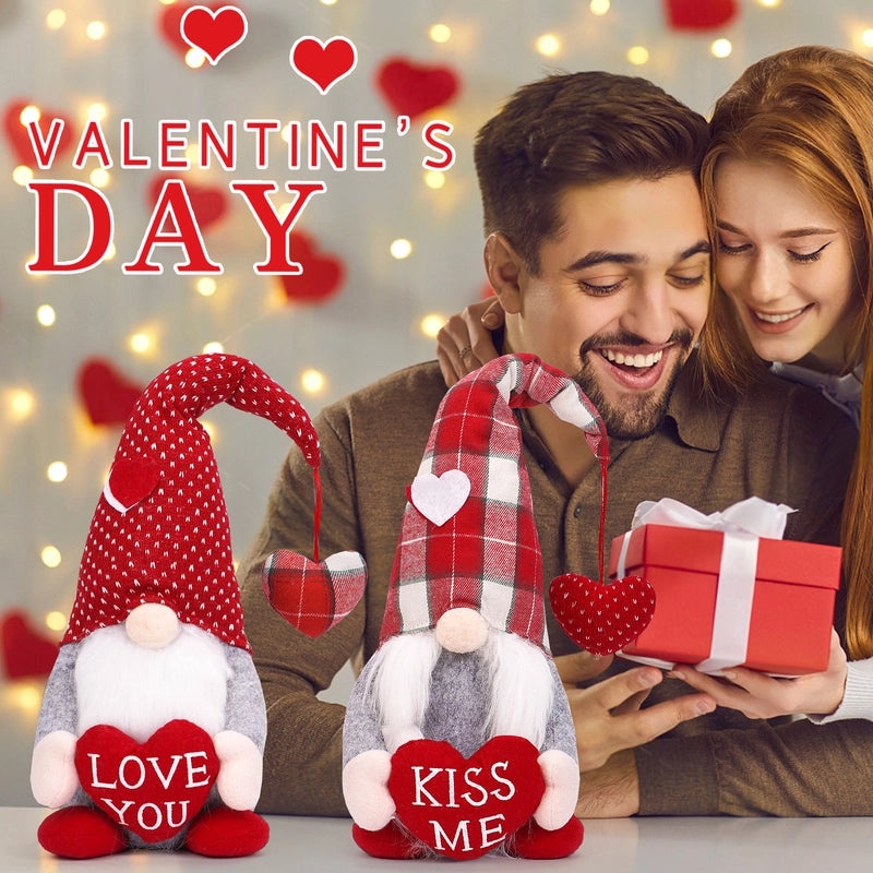 Valentine's Day Plaid Heart Cartoon Rudolph Doll Cute Cloth Decoration Party Supply|Home Decor