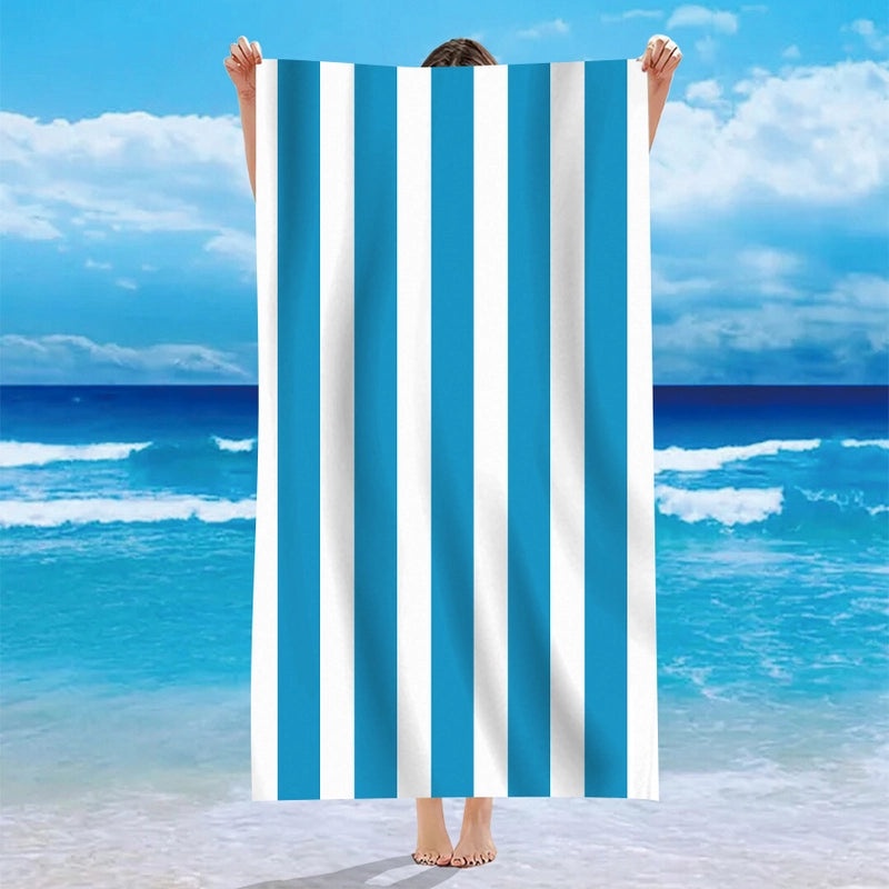 Personalized Single-Sided Velvet Microfiber Beach Towel with Striped Pattern|Beach Towels